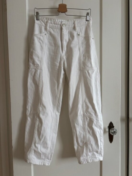 Zara Denim - White Barrell Cargo Denim Jeans